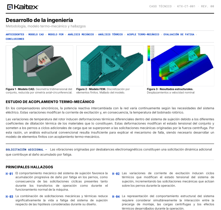 KTX-CT-001 Análisis termo-mecánico y evaluación de vida a fatiga de los pernos de sujeción de los V-blocks del rotor